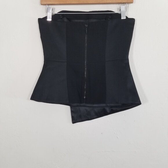 White House Black Market Strapless Asymmetrical Top Blouse Black Size 2 - Picture 2 of 4